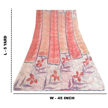Sanskriti Vintage Multi Sarees Pure Georgette Silk Sari Printed 5yd Craft Fabric
