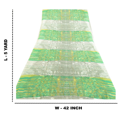 Sanskriti Vintage Green & Ivory Sarees Printed Pure Georgette Sari Craft Fabric