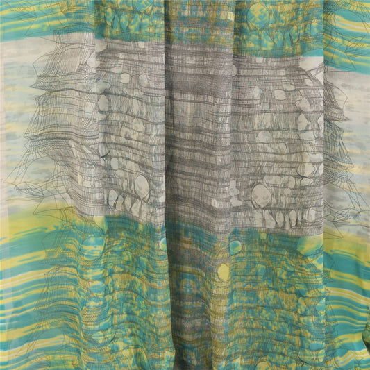 Sanskriti Vintage Green & Ivory Sarees Printed Pure Georgette Sari Craft Fabric