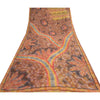 Sanskriti Vintage Brown Sarees Indian Pure Georgette Silk Printed Sari Fabric