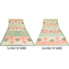 Sanskriti Vintage Cream Sarees Pure Georgette Silk Printed Sari 5yd Craft Fabric