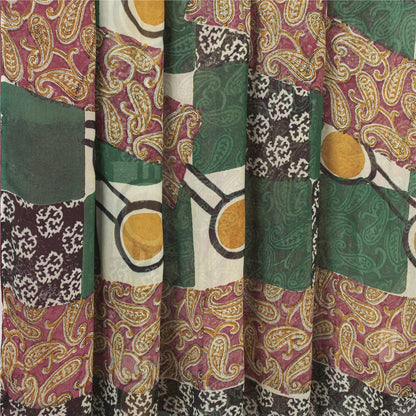 Sanskriti Vintage Multi Pure Georgette Sarees Paisley Printed Sari 5+YD Fabric