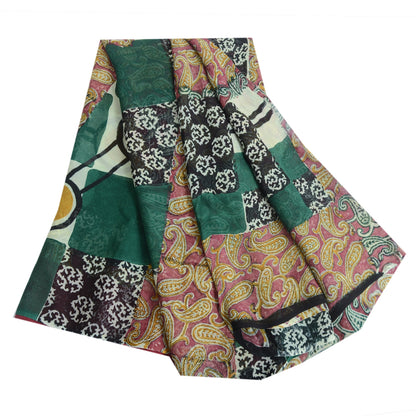 Sanskriti Vintage Multi Pure Georgette Sarees Paisley Printed Sari 5+YD Fabric