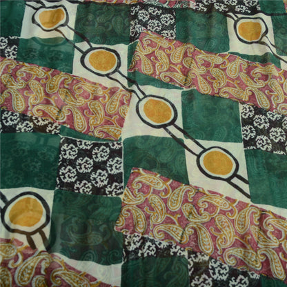 Sanskriti Vintage Multi Pure Georgette Sarees Paisley Printed Sari 5+YD Fabric
