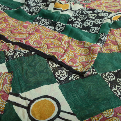 Sanskriti Vintage Multi Pure Georgette Sarees Paisley Printed Sari 5+YD Fabric