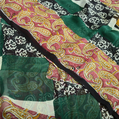 Sanskriti Vintage Multi Pure Georgette Sarees Paisley Printed Sari 5+YD Fabric