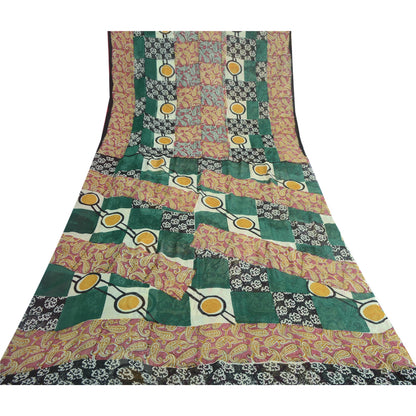 Sanskriti Vintage Multi Pure Georgette Sarees Paisley Printed Sari 5+YD Fabric