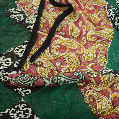 Sanskriti Vintage Multi Pure Georgette Sarees Paisley Printed Sari 5+YD Fabric