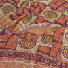 Sanskriti Vintage Sari Dark Red Sarees Pure Georgette Silk Print 6ydCraft Fabric