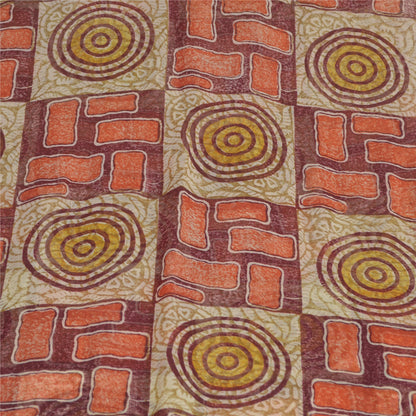 Sanskriti Vintage Sari Dark Red Sarees Pure Georgette Silk Print 6ydCraft Fabric