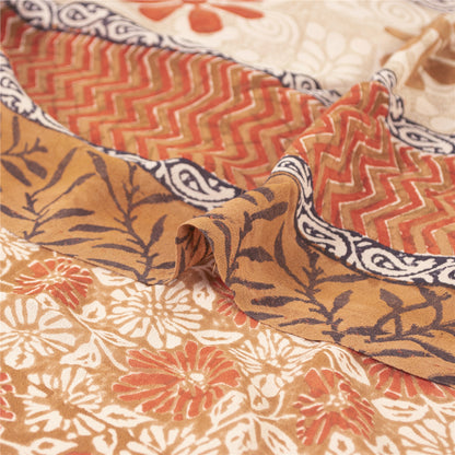 Sanskriti Vintage Indian Sari 100% Pure Georgette Silk Printed 5yd Craft Sarees