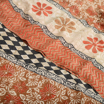 Sanskriti Vintage Indian Sari 100% Pure Georgette Silk Printed 5yd Craft Sarees