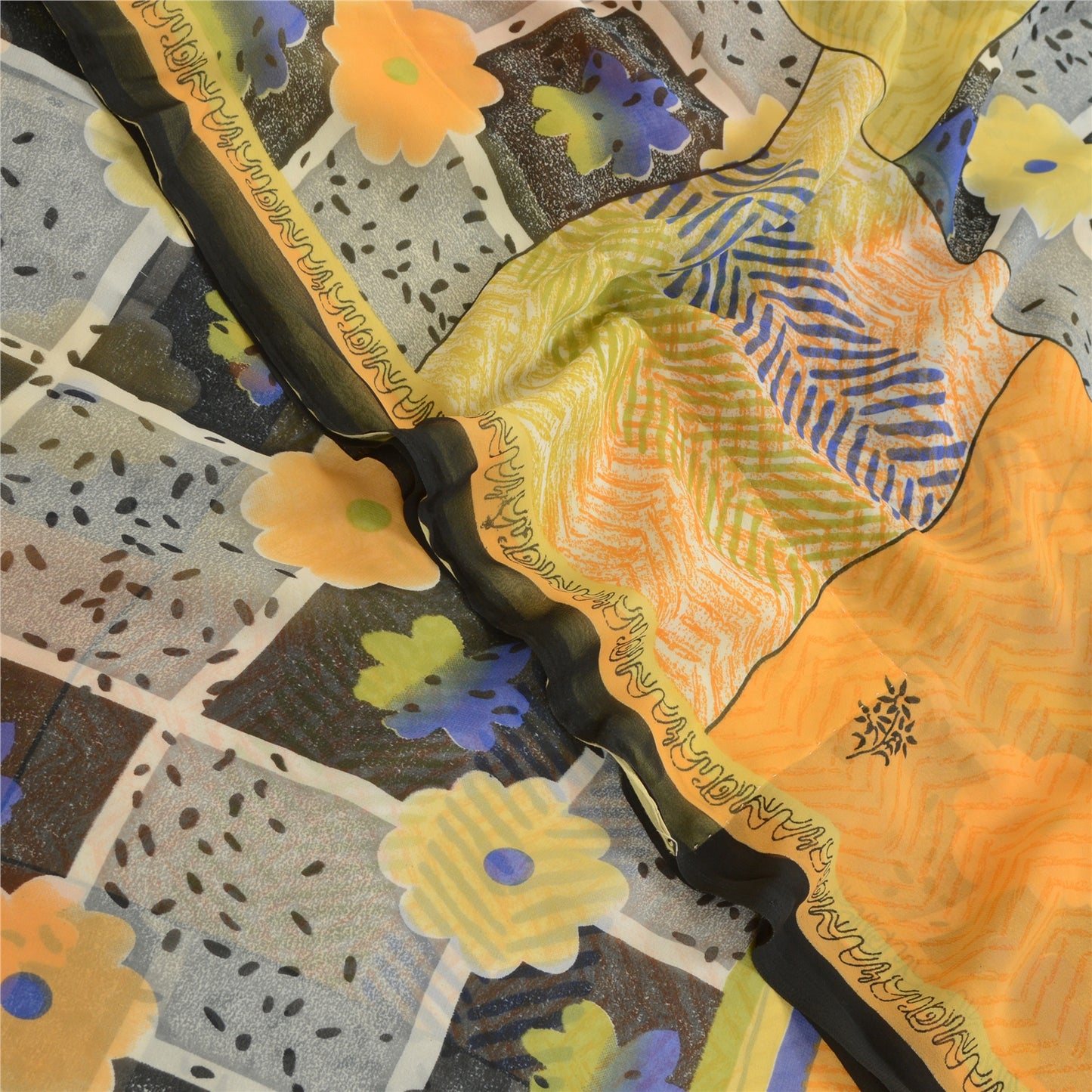 Sanskriti Vintage Indian Multi Sari Printed Georgette Sarees Floral Craft Fabric