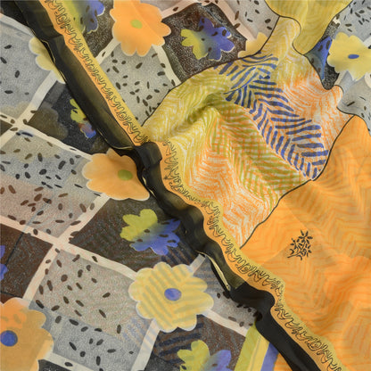 Sanskriti Vintage Indian Multi Sari Printed Georgette Sarees Floral Craft Fabric
