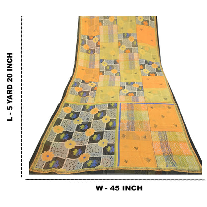 Sanskriti Vintage Indian Multi Sari Printed Georgette Sarees Floral Craft Fabric