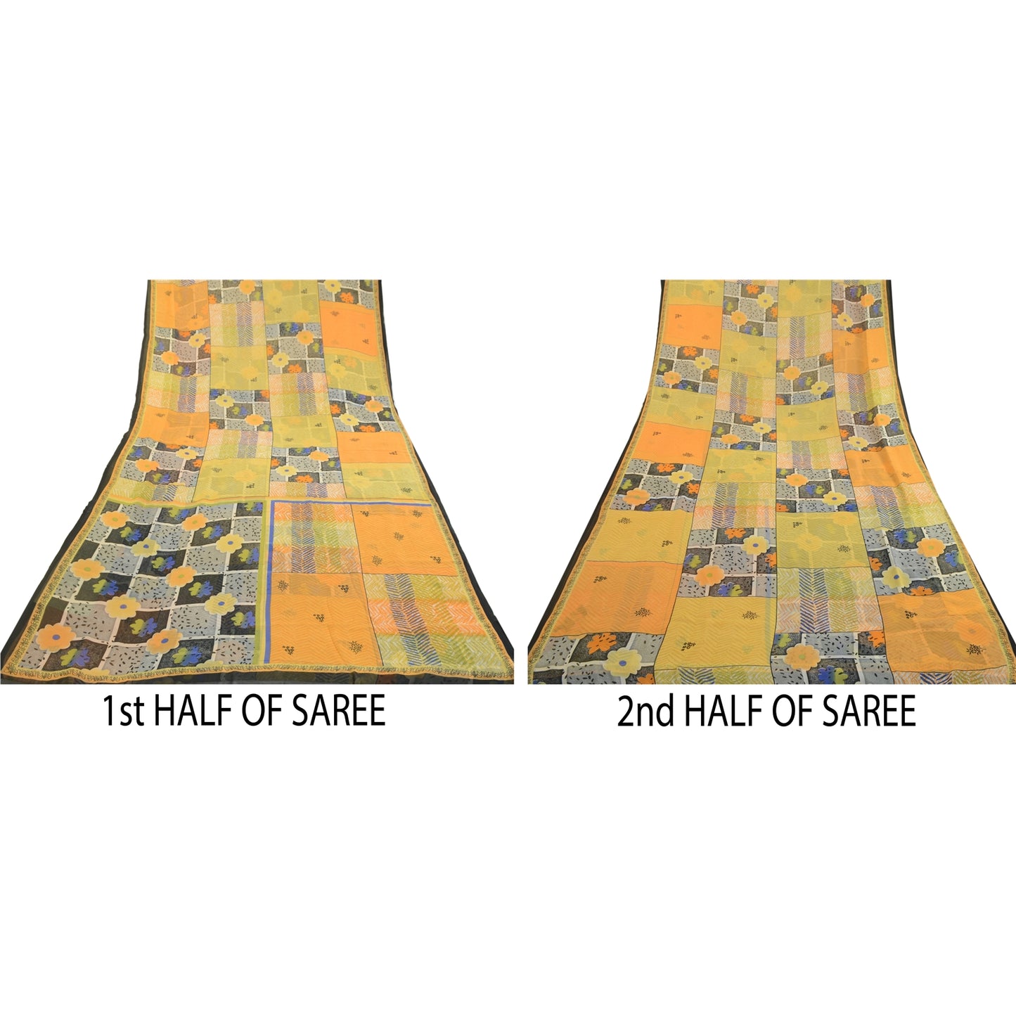 Sanskriti Vintage Indian Multi Sari Printed Georgette Sarees Floral Craft Fabric