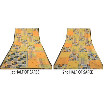 Sanskriti Vintage Indian Multi Sari Printed Georgette Sarees Floral Craft Fabric
