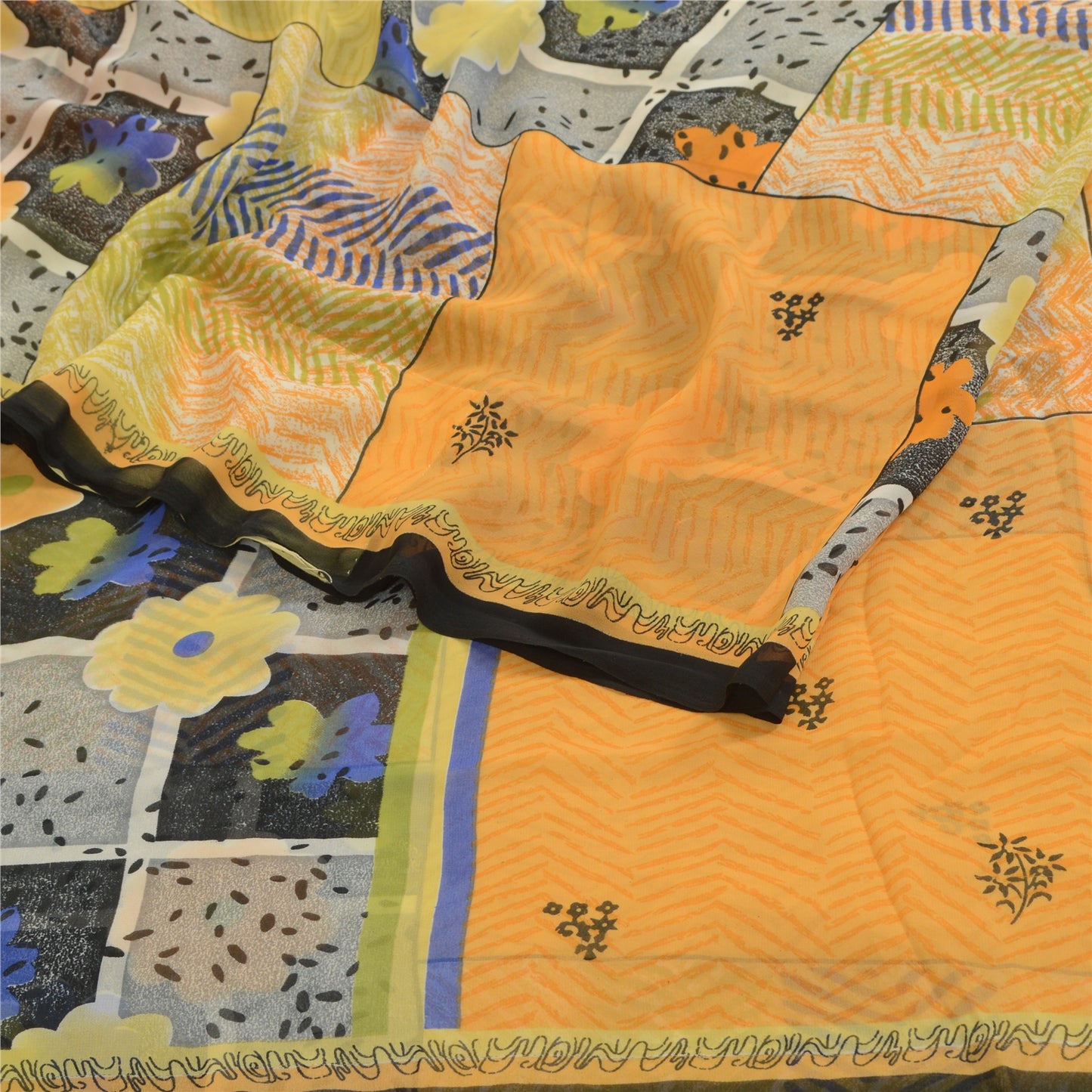 Sanskriti Vintage Indian Multi Sari Printed Georgette Sarees Floral Craft Fabric