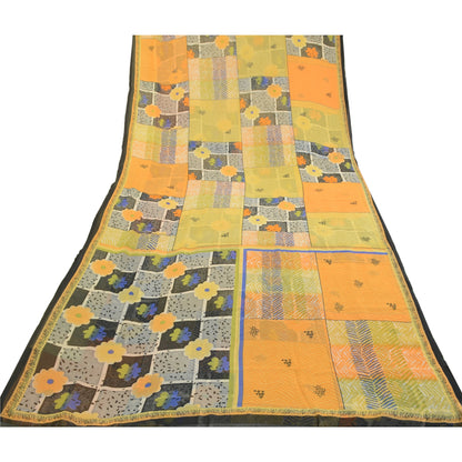 Sanskriti Vintage Indian Multi Sari Printed Georgette Sarees Floral Craft Fabric