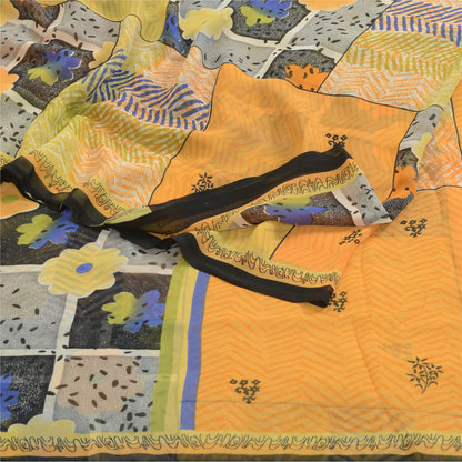 Sanskriti Vintage Indian Multi Sari Printed Georgette Sarees Floral Craft Fabric
