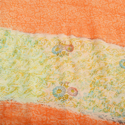 Sanskriti Vintage Orange/Cream Sarees Pure Georgette Printed Sari Craft Fabric
