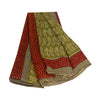 Sanskriti Vintage Green Sarees Pure Georgette Silk Printed Sari 5yd Craft Fabric