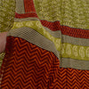 Sanskriti Vintage Green Sarees Pure Georgette Silk Printed Sari 5yd Craft Fabric