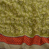 Sanskriti Vintage Green Sarees Pure Georgette Silk Printed Sari 5yd Craft Fabric