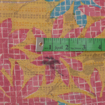 Sanskriti Vintage Yellow Saree Pure Georgette Silk Printed 5 Yd Sari Craft Fabri