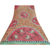 Sanskriti Vintage Brown &Green Sarees Pure Georgette Print Sari 5yd Craft Fabric