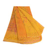 Sanskriti Vintage Yellow From India Sarees Printed Georgette Sari Craft Fabric