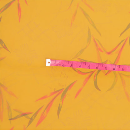 Sanskriti Vintage Yellow From India Sarees Printed Georgette Sari Craft Fabric