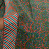 Sanskriti Vintage Green Indian Sarees Printed Georgette Sari 5yd Craft Fabric