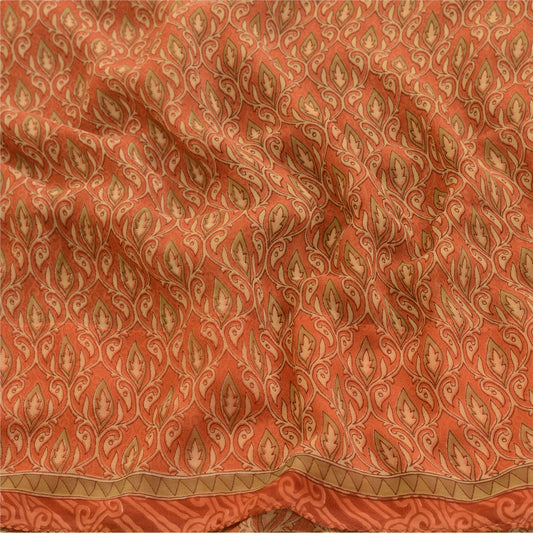 Sanskriti Vintage Rusty Orange Sarees Georgette Printed Sari Craft 5+Yd Fabric