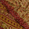Sanskriti Vintage Green 100% Pure Georgette Silk Printed Saree Sari Craft Fabric