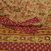 Sanskriti Vintage Green 100% Pure Georgette Silk Printed Saree Sari Craft Fabric