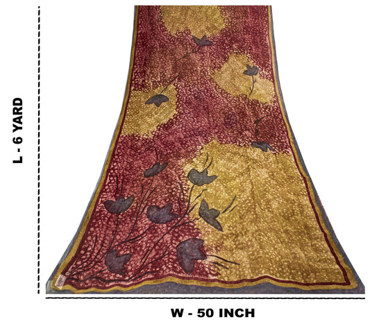 Sanskriti Vintage Saree Multicolor 100%Pure Georgette Printed Sari 6 Yard Fabric