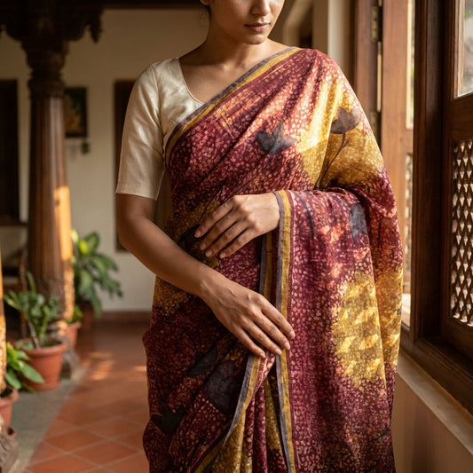 Sanskriti Vintage Saree Multicolor 100%Pure Georgette Printed Sari 6 Yard Fabric