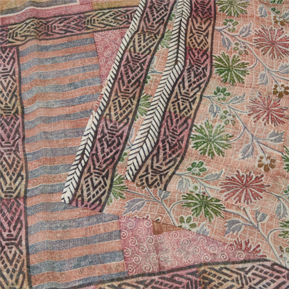 Sanskriti Vintage Dusty Pink Sarees Blend Georgette Printed Sari Craft Fabric