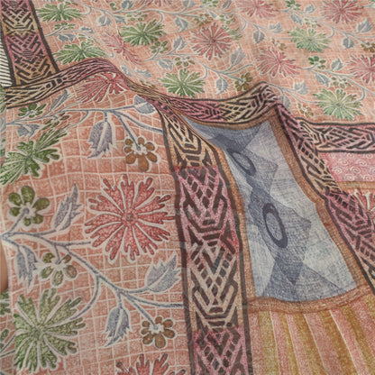 Sanskriti Vintage Dusty Pink Sarees Blend Georgette Printed Sari Craft Fabric