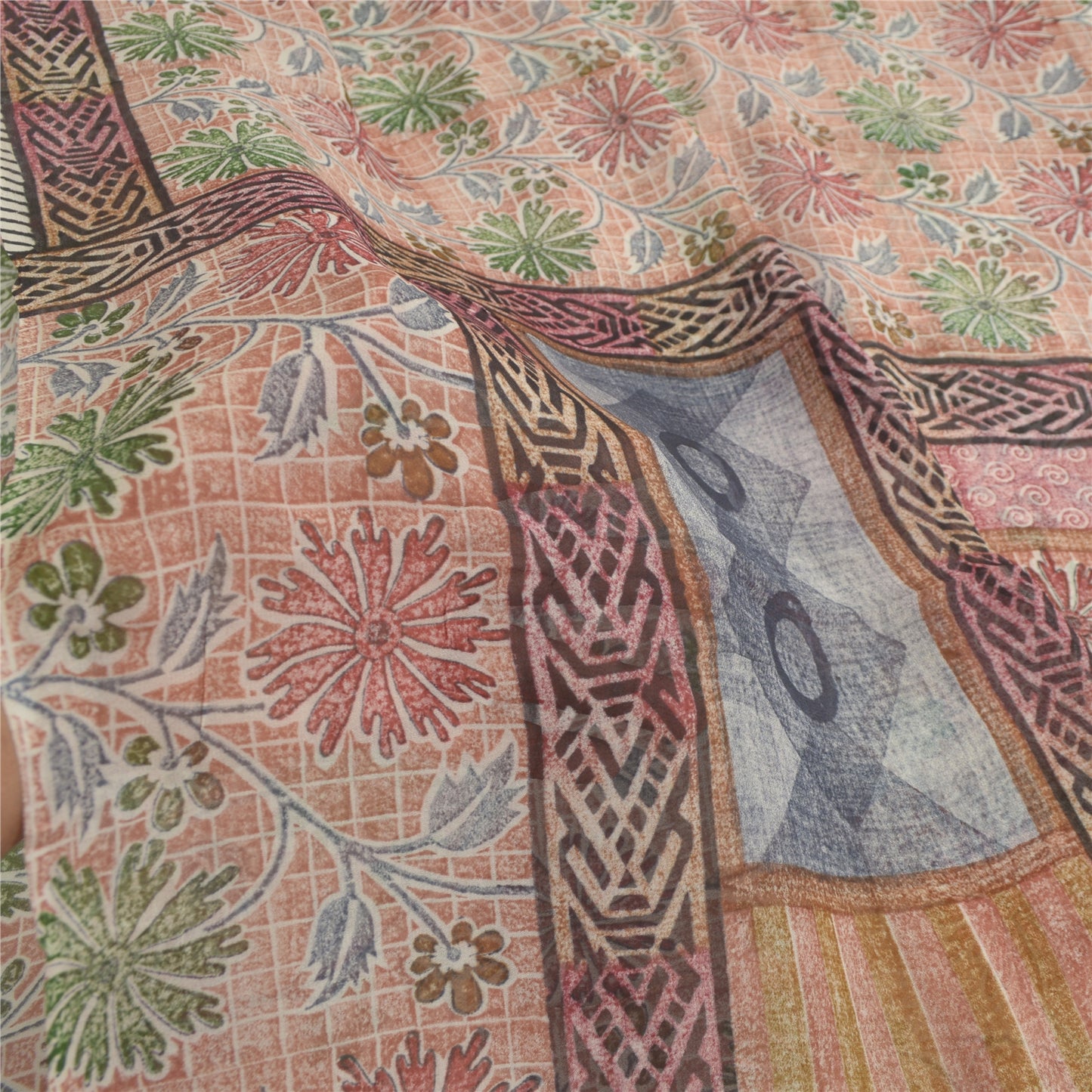 Sanskriti Vintage Dusty Pink Sarees Blend Georgette Printed Sari Craft Fabric