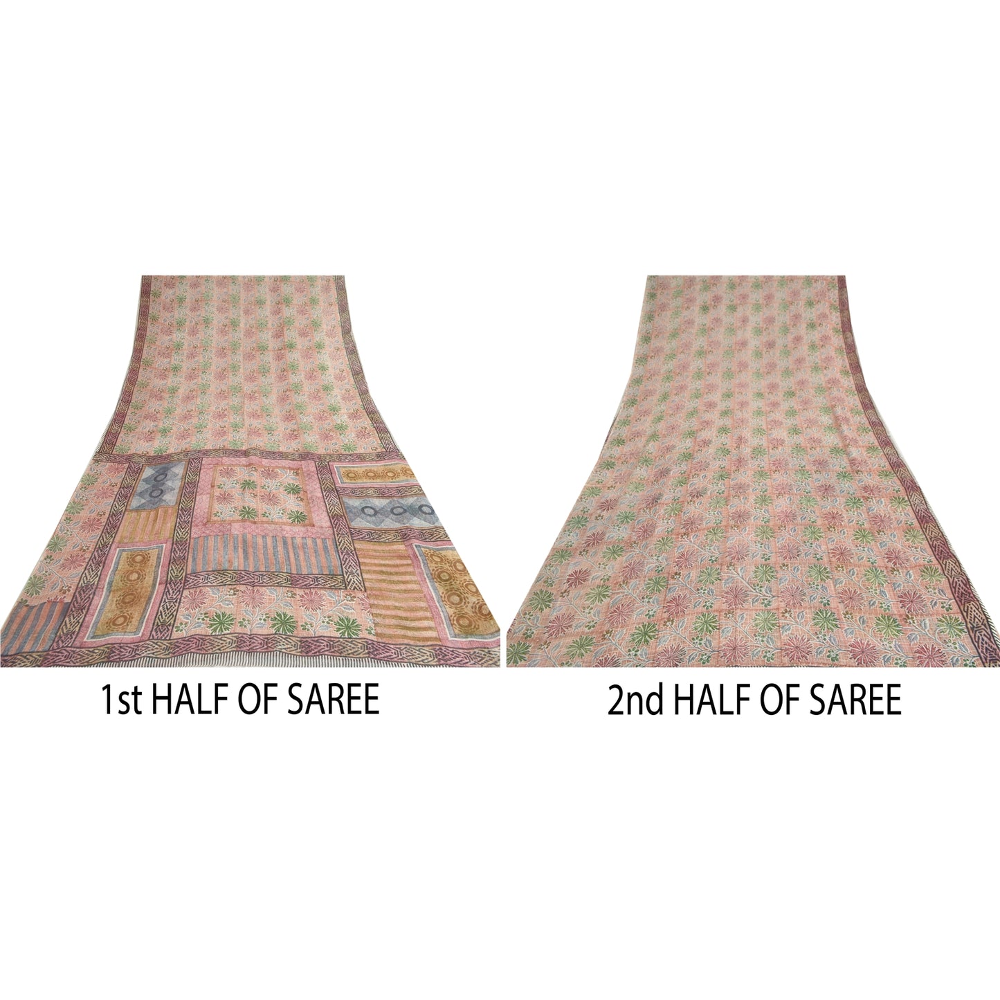 Sanskriti Vintage Dusty Pink Sarees Blend Georgette Printed Sari Craft Fabric