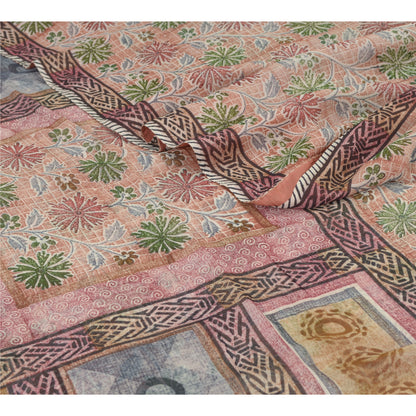 Sanskriti Vintage Dusty Pink Sarees Blend Georgette Printed Sari Craft Fabric