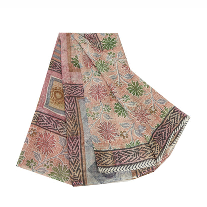 Sanskriti Vintage Dusty Pink Sarees Blend Georgette Printed Sari Craft Fabric