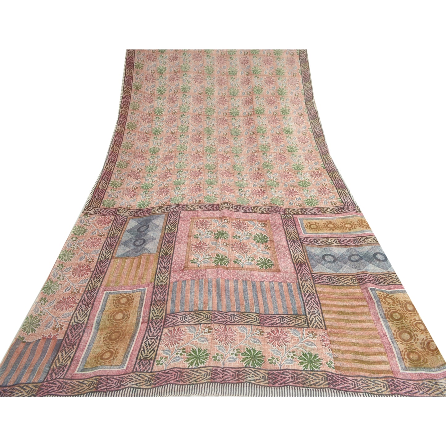 Sanskriti Vintage Dusty Pink Sarees Blend Georgette Printed Sari Craft Fabric