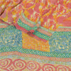 Sanskriti Vintage Cream Sarees Pure Georgette Silk Printed Sari Craft Fabric
