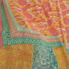 Sanskriti Vintage Cream Sarees Pure Georgette Silk Printed Sari Craft Fabric