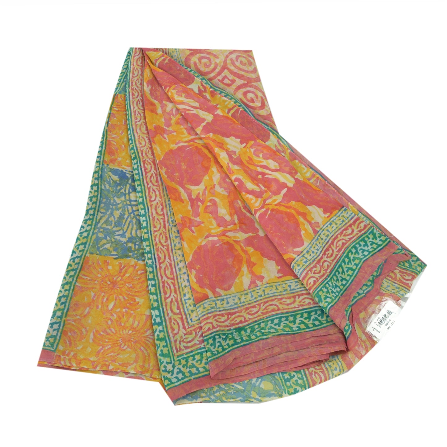 Sanskriti Vintage Cream Sarees Pure Georgette Silk Printed Sari Craft Fabric
