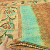 Sanskriti Vintage Brown & Blue Sari Pure Georgette Printed Sarees Craft Fabric