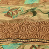 Sanskriti Vintage Brown & Blue Sari Pure Georgette Printed Sarees Craft Fabric